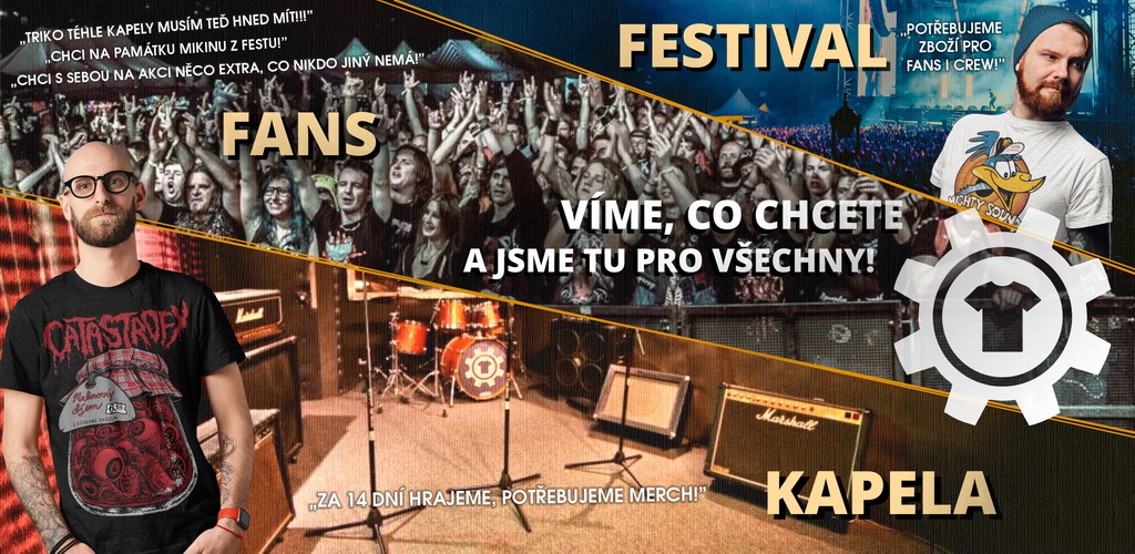 Merch pro kapely a festivaly